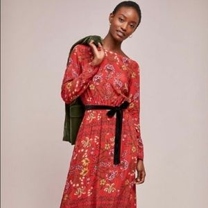 Anthropologie Maxi Dress with Velvet Tie